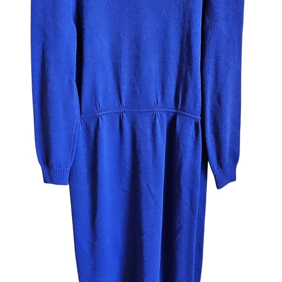 Vintage St.john By Marie Gray Santana Knit Elegant Blue Button-Down Dress - Picture 4 of 8